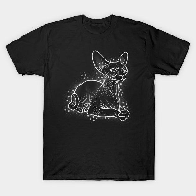 Black Sphynx Cat T-Shirt by Constattoo